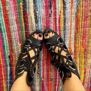 Bondage Babe Lace-Up Leather Booties🖤